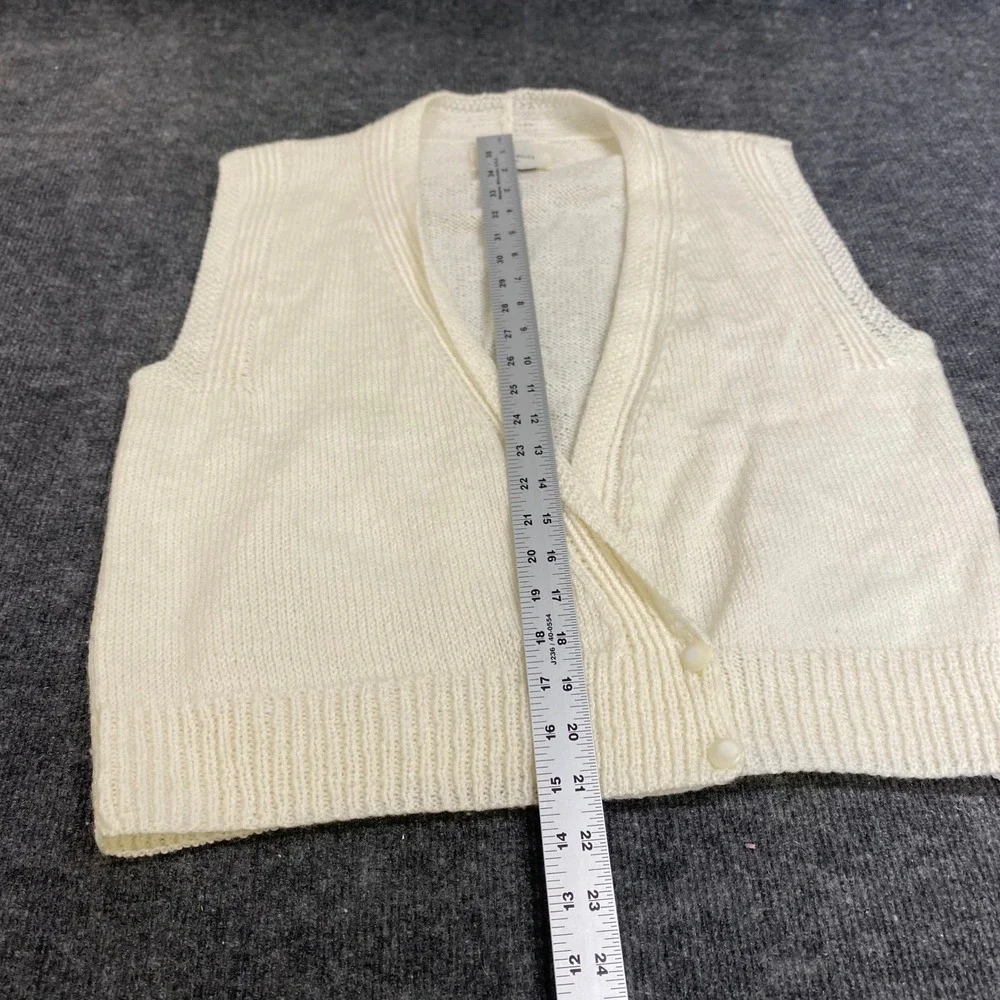 Like Ghosts Vintage Ivory Knit Sweater Vest Surplice Wrap V-Neck Button Front
